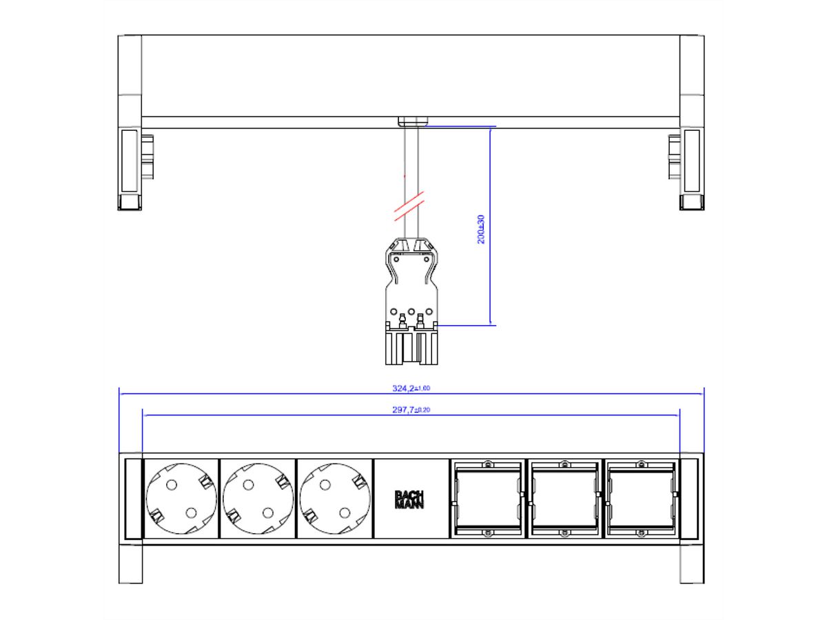 BACHMANN DESK2 3x Schutzkontakt 3x ABD GST18 Inox