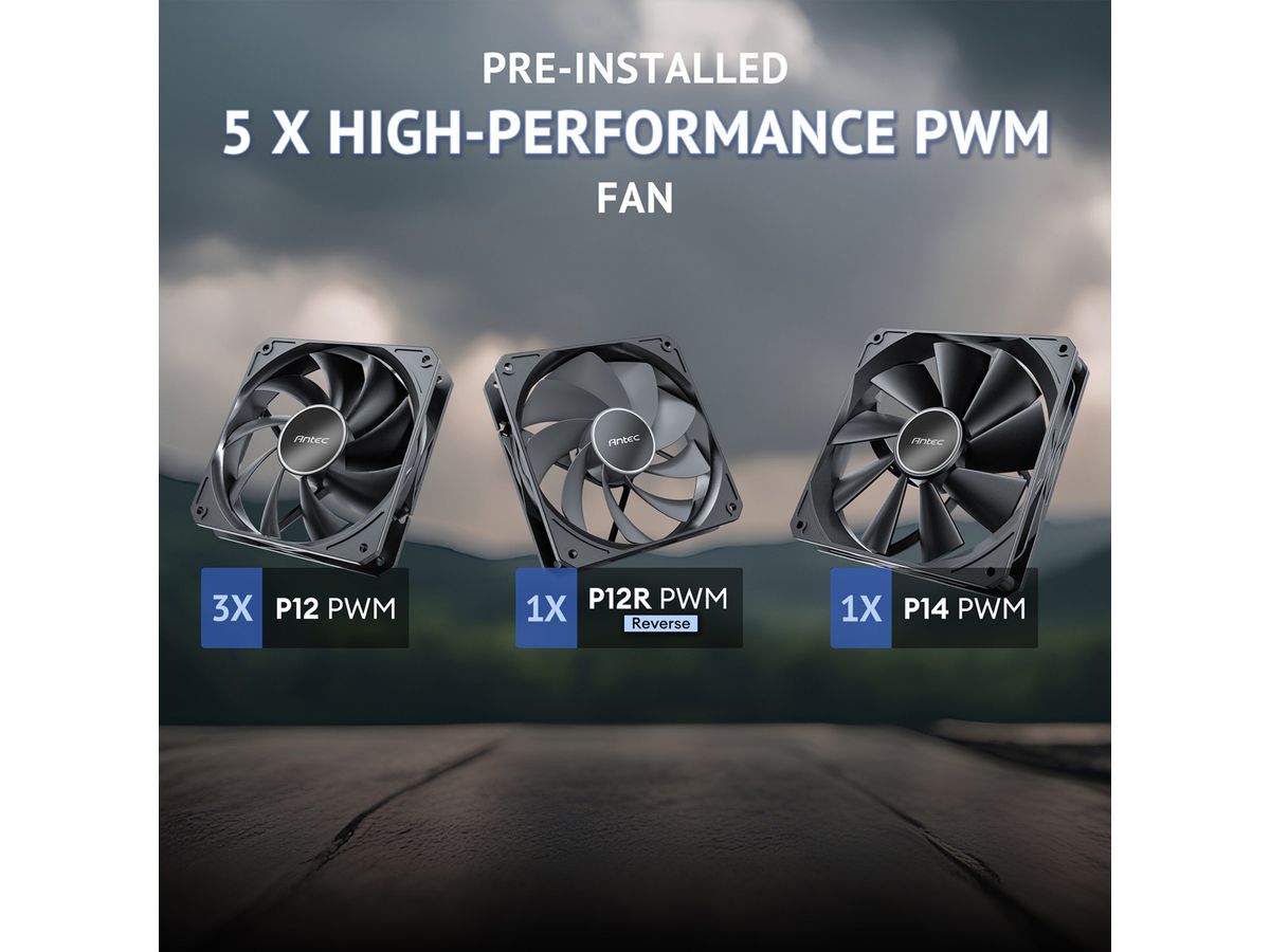 ANTEC FLUX PC Gehäuse Midi Tower Gaming ATX, schwarz