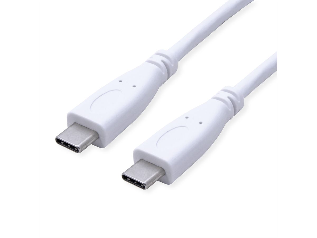 VALUE USB 3.2 Gen 2 Kabel, C-C, ST/ST, 10Gbit/s, Emark, 100W, weiß, 0,5 m