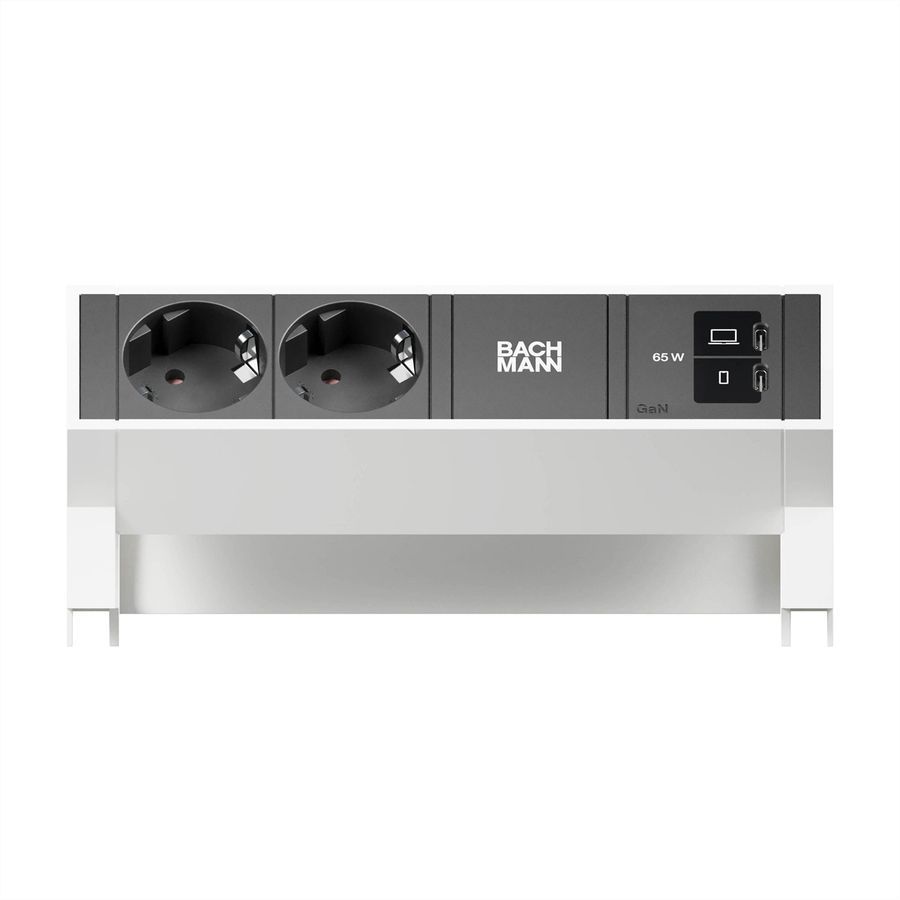 BACHMANN DESK2 2xCEE7/3 1xUSB C/C 65W, L=0,2m RAL9010
