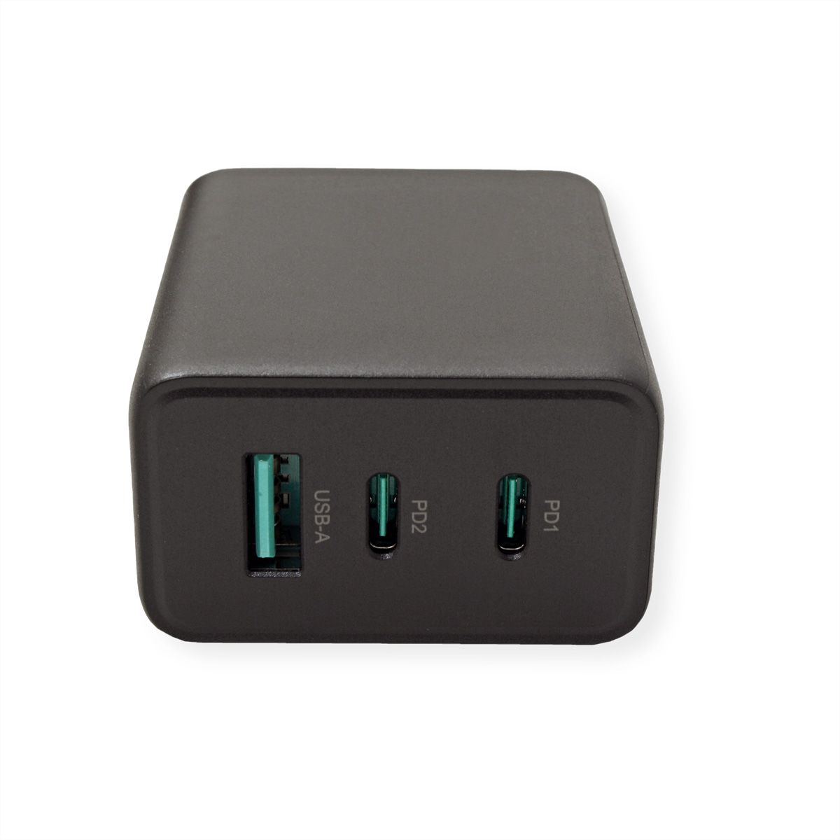VALUE USB Charger mit Euro-Stecker, 3-Port (Typ-A, 2x Typ-C), 65W, GaN