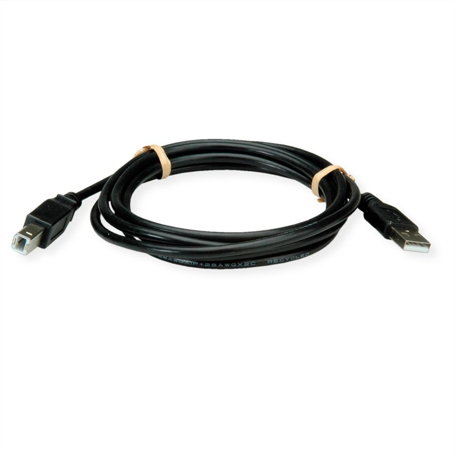 ROLINE RM USB 2.0 Kabel, Typ A-B, schwarz, 1,8 m