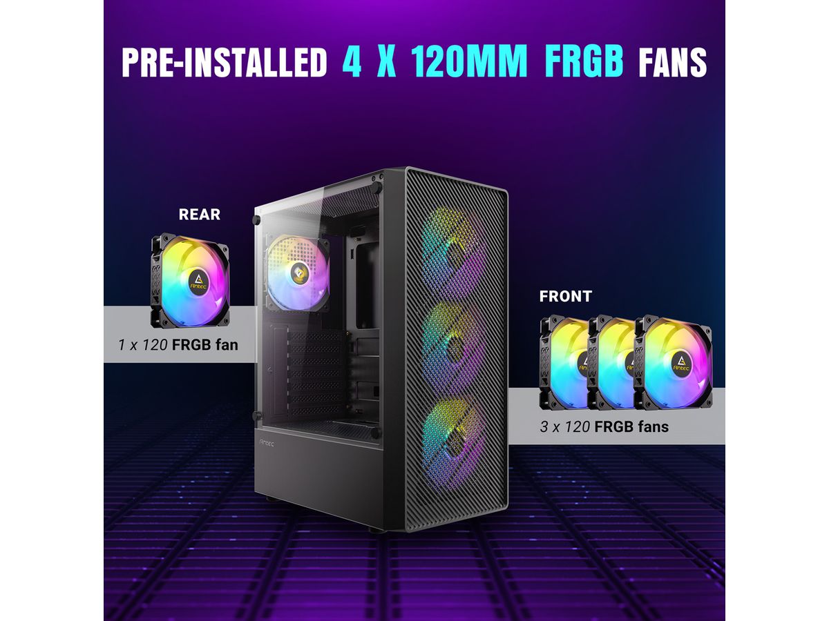 ANTEC AX26 RGB Elite PC Gehäuse Midi Tower Gaming ATX, schwarz