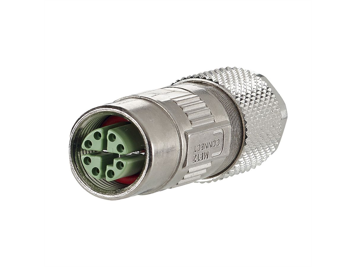 METZ CONNECT M12 Buchse IP67 gerade geschirmt, X-kodiert, Cat. 6A