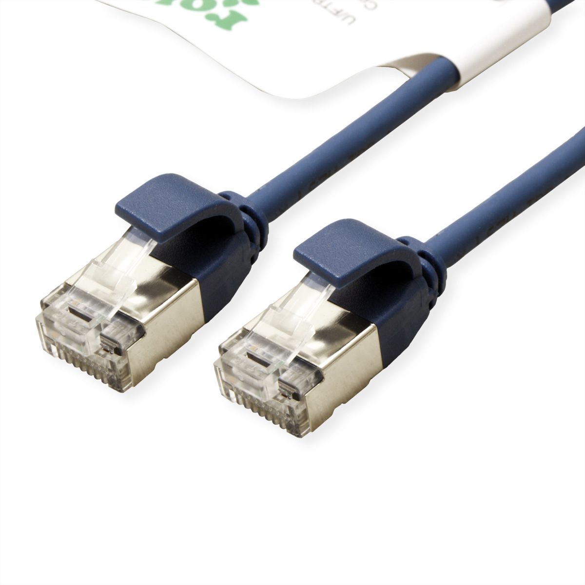 ROLINE GREEN U/FTP Patchkabel Cat.6A (Class EA), LSOH, slim, blau, 0,15 m