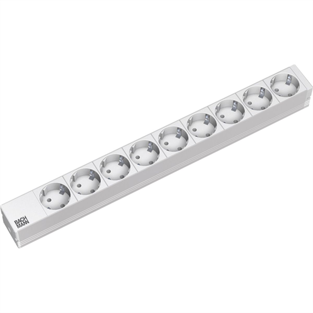 BACHMANN 19" Steckdosenleiste 9fach, ohne Schalter, silberfarben
