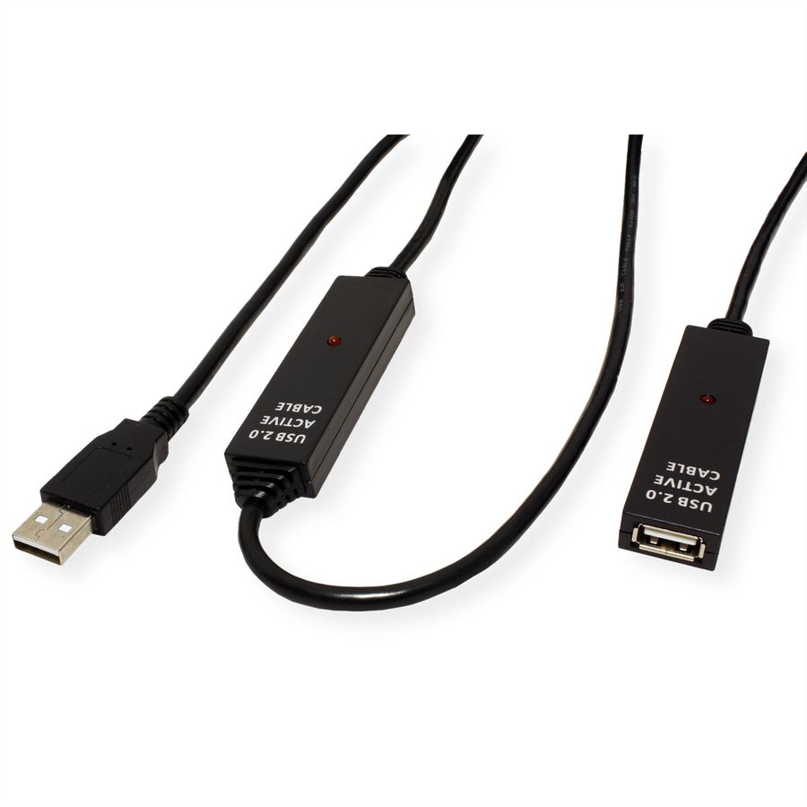 VALUE USB 2.0 aktive Kabelverlängerung, schwarz, 30 m