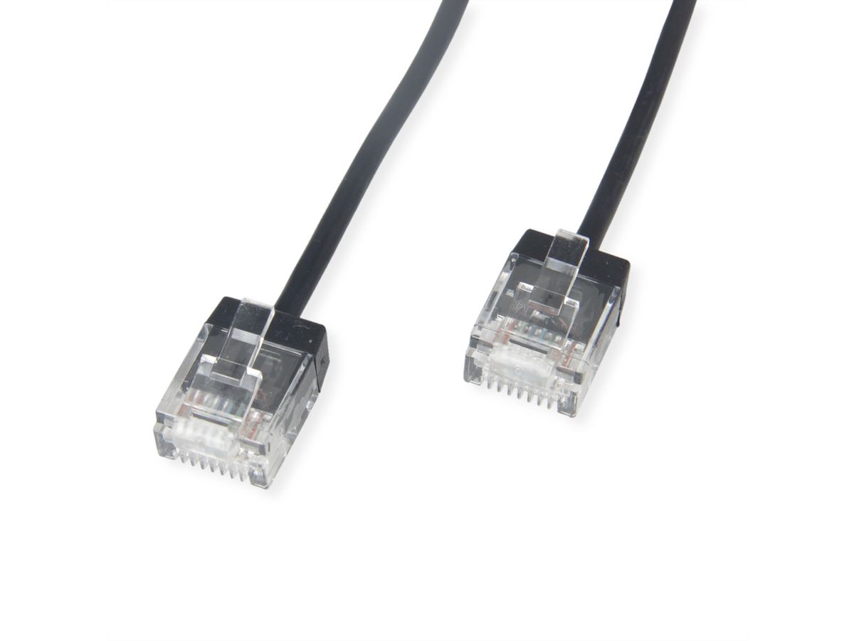 ROLINE UTP DataCenter Patchkabel Kat.6A (Class EA), LSOH, slim, extra kurzer Stecker, schwarz, 0,5 m