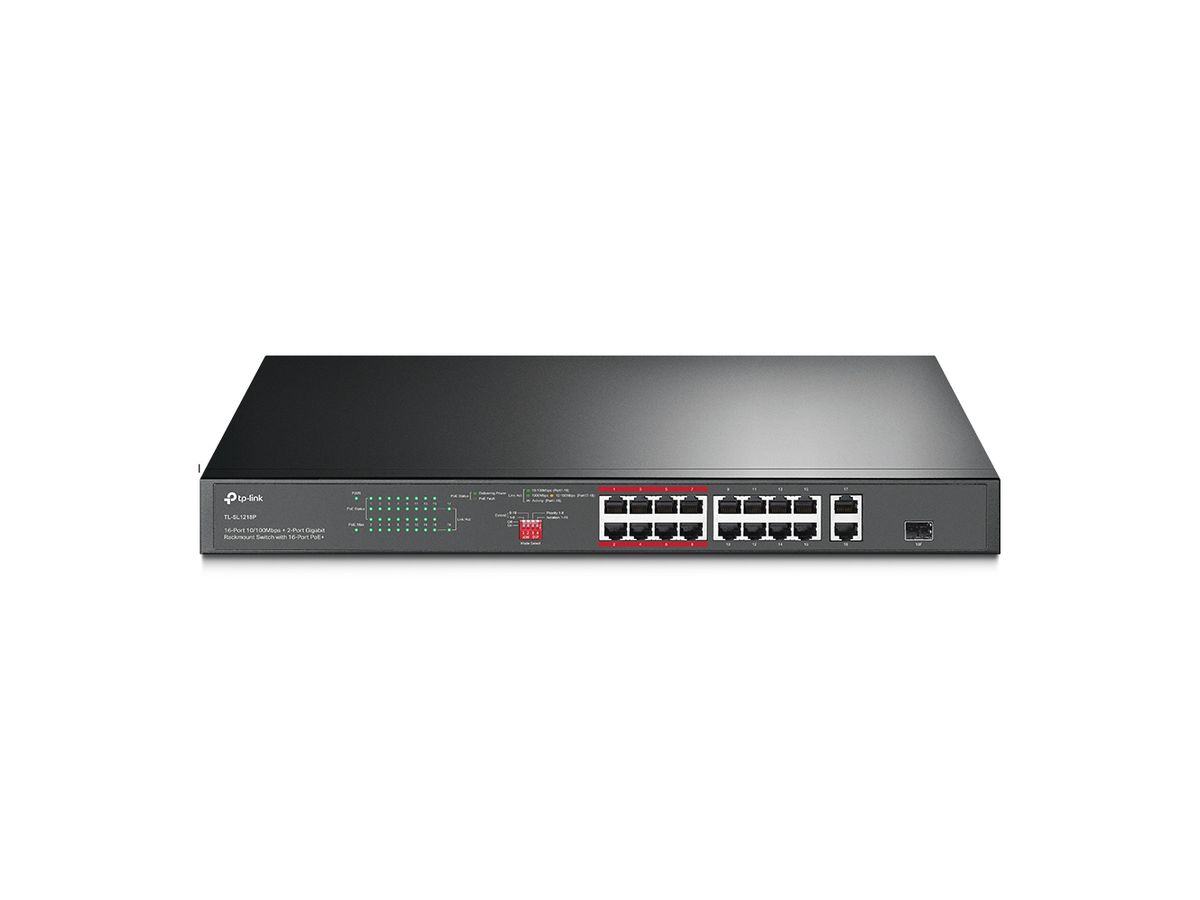 TP-Link TL-SL1218P Netzwerk-Switch Unmanaged Gigabit Ethernet (10/100/1000) Power over Ethernet (PoE) 1U Schwarz
