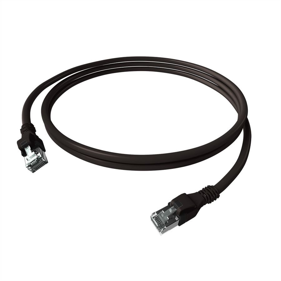 EasyLan DualBoot PushPull IP20 Patchkabel, Cat.6A (Class EA), S/FTP, schwarz, 3 m