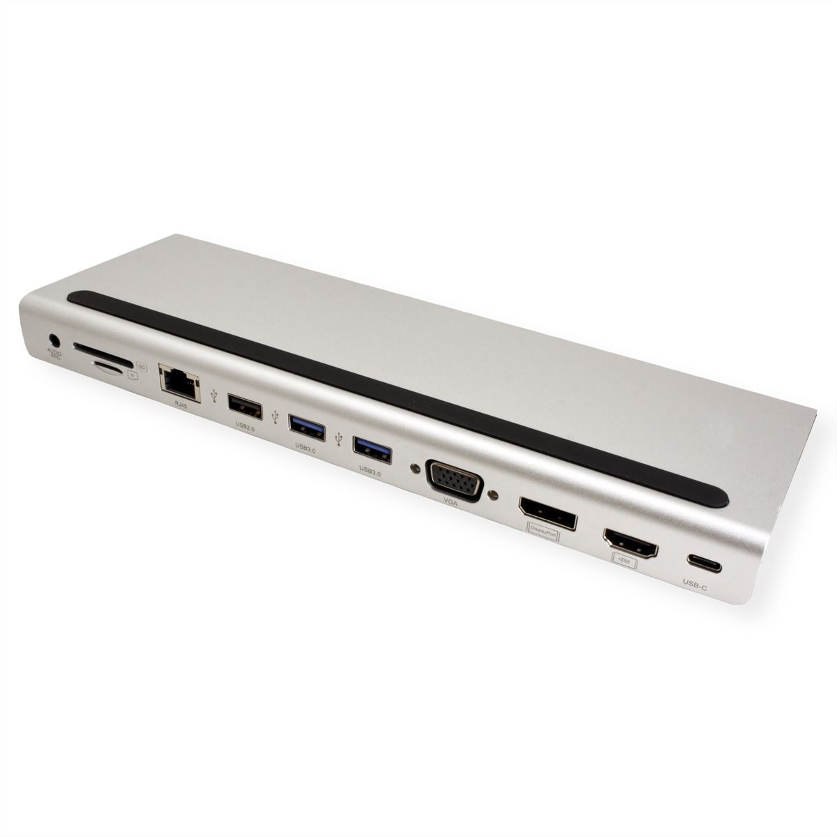 VALUE USB-C Multiport Docking Station, 4K HDMI/DP, VGA, USB, Card Reader, PD, LAN, Audio