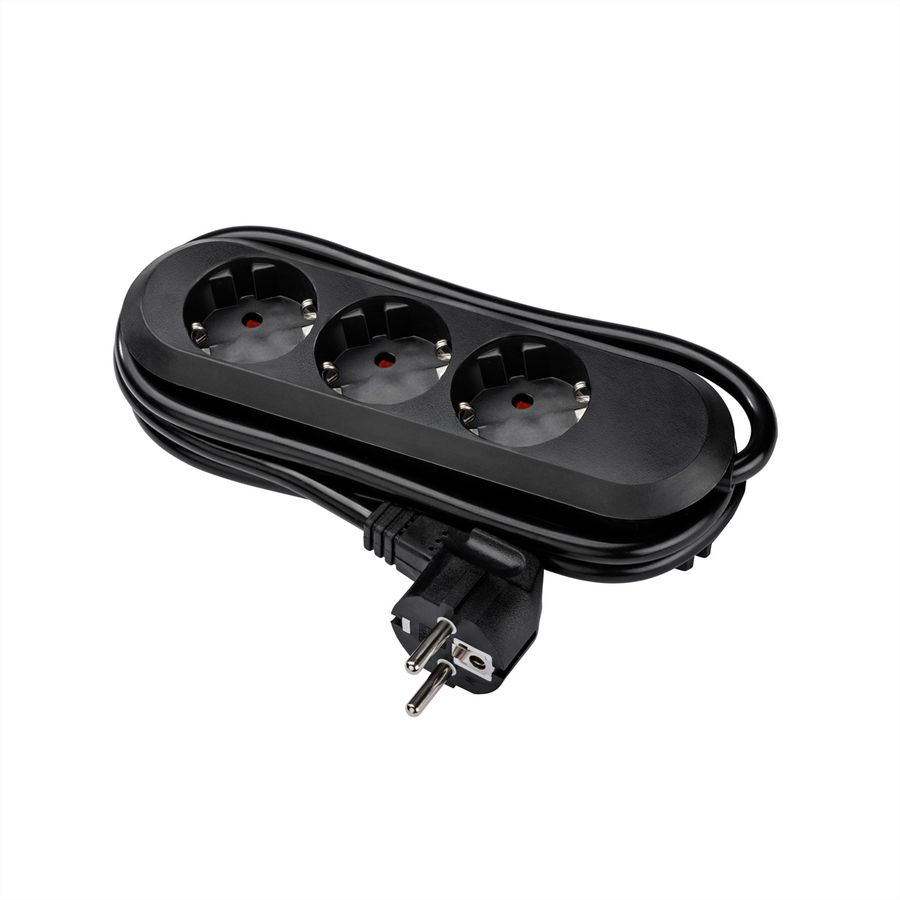 BACHMANN SMART Steckdosenleiste 3x Schutzkontakt, schwarz, 5 m