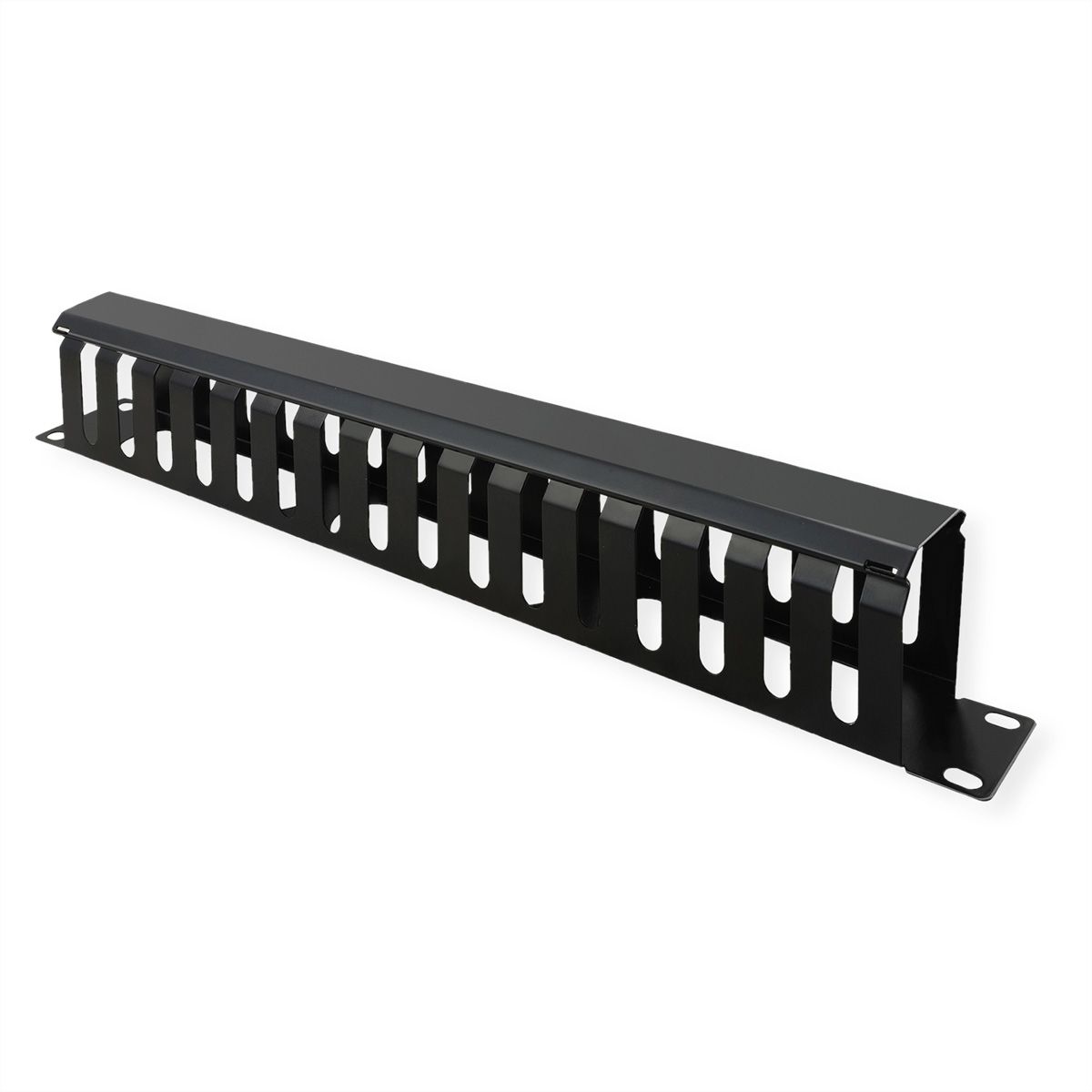 VALUE 19-Zoll-Frontplatte 1 HE mit Rangierkanal 40 x 80 mm, schwarz
