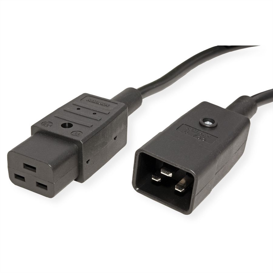 BACHMANN Netzkabel IEC320/C19-C20 16A/250V Kaltgeräteanschluss, schwarz, 0,5 m
