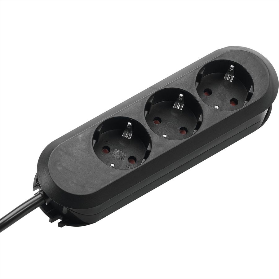 BACHMANN SMART Steckdosenleiste 3x Schutzkontakt, geschraubt, schwarz, 3 m