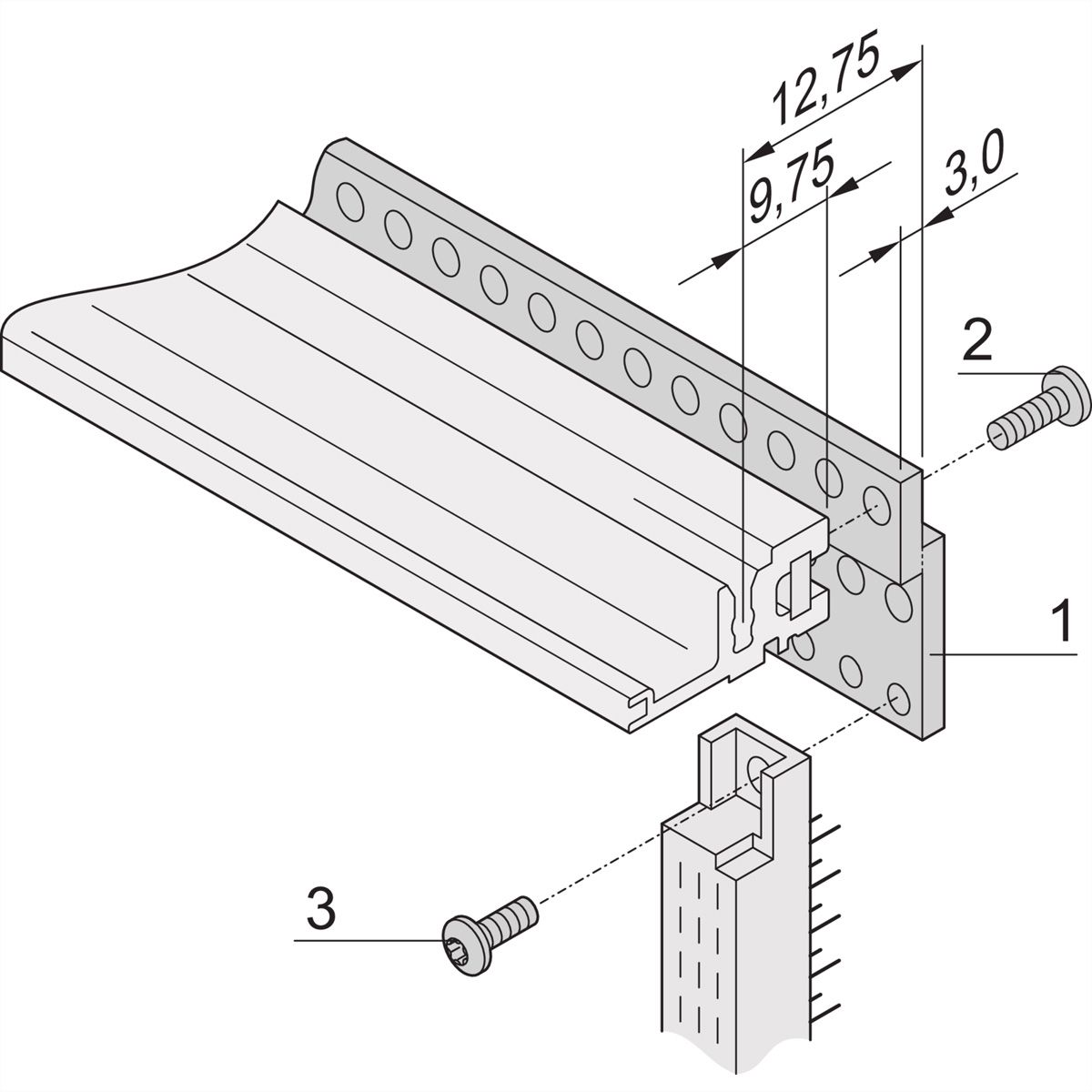 SCHROFF Z-Schiene für Steckverbinder nach EN 60603-2 (DIN 41612) - Z-SCHIENE 40TE F.DIN41612