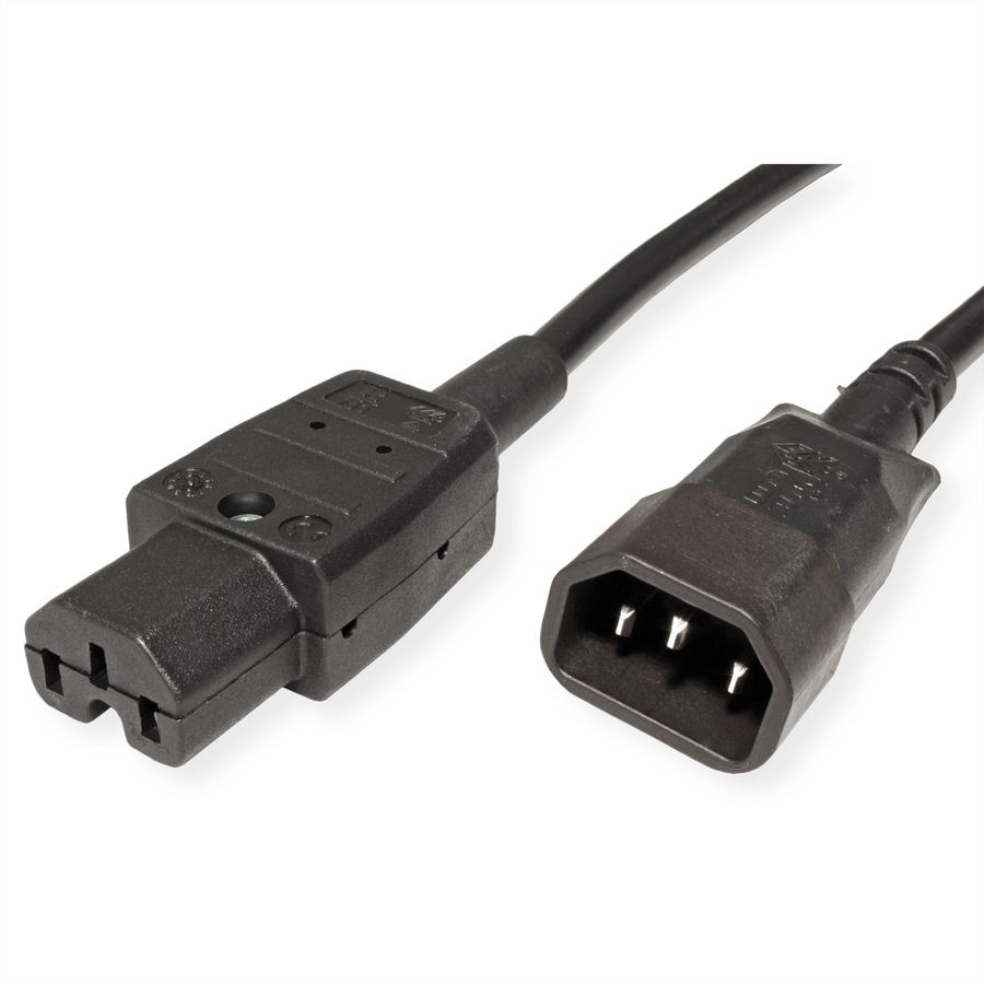 BACHMANN Netzkabel Kaltgerätestecker-Stecker auf Warmgeräte-Kupplung, IEC320 C14/C15 H05VV-F, 2 m