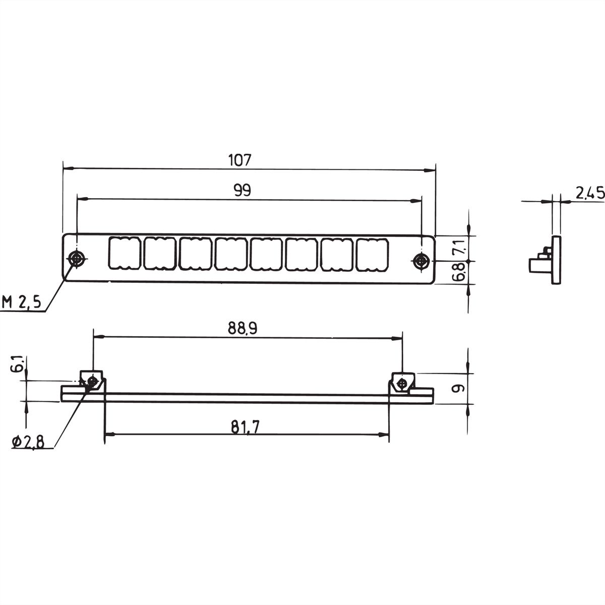 SCHROFF Aufnahmerahmen für Montageebene 1 - LP-HALTER FES 1-REIHIG