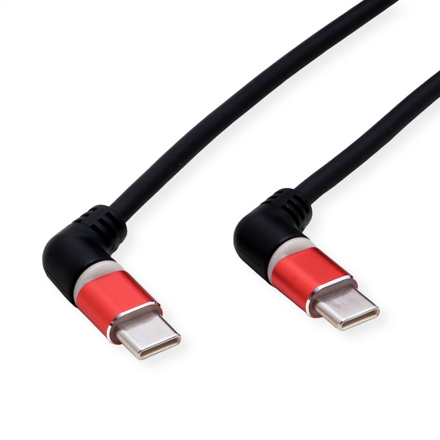 ROLINE USB 2.0 Kabel, Typ-C - Typ-C, ST/ST, 360° Rotation, schwarz / rot, 1 m