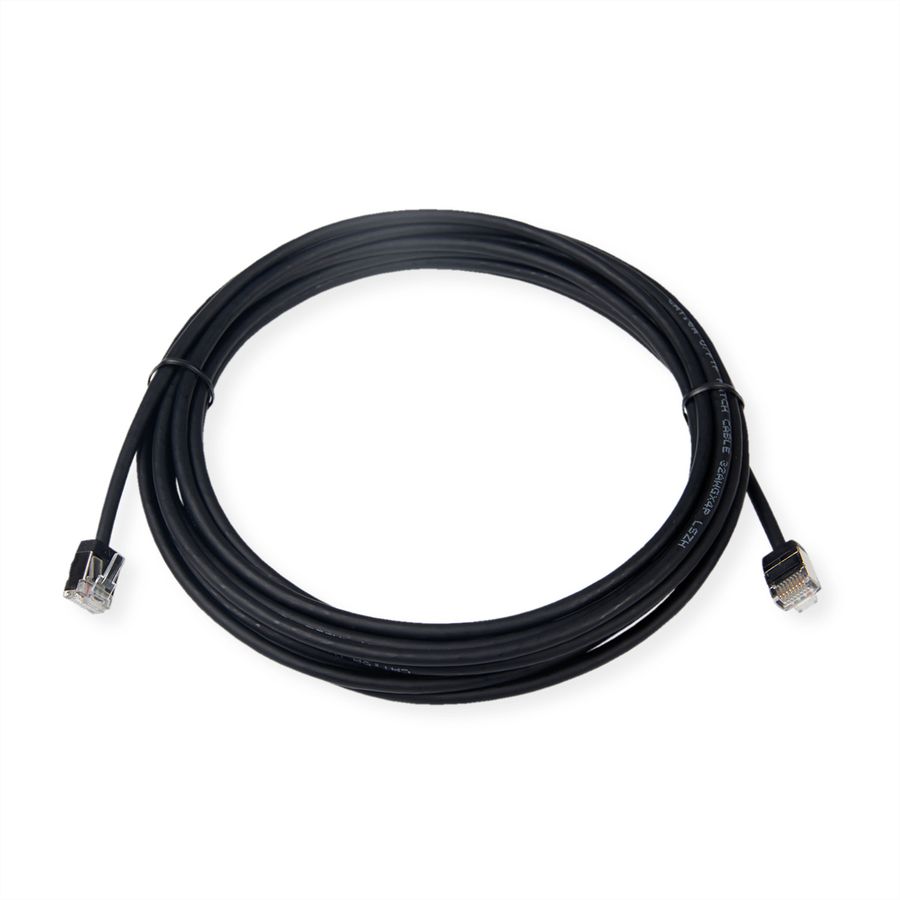 ROLINE U/FTP DataCenter Patchkabel Cat.6A (Class EA), LSOH, slim, extra kurzer Stecker, schwarz, 1 m