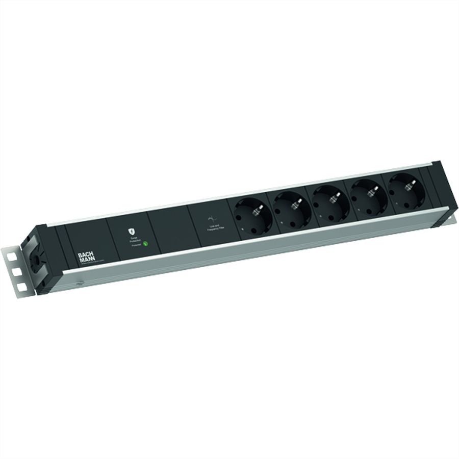 BACHMANN 19" 1,5HE 5xCEE7/3 1xGVS-Plus 2,0m CEE7/7