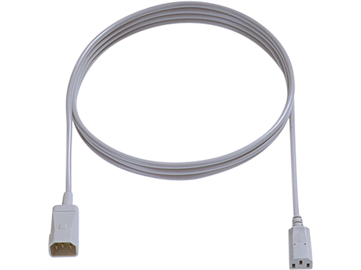BACHMANN Kaltgeräteverlängerung H05VV-F 3G1,0mm², C14 / C13, grau, 3 m