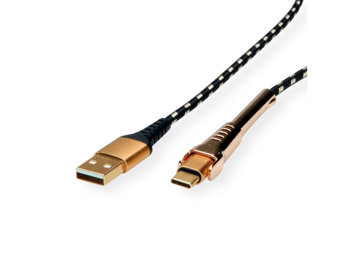 ROLINE GOLD USB 2.0 Sync- & Ladekabel, USB-A/USB-C, Stütze, 1 m