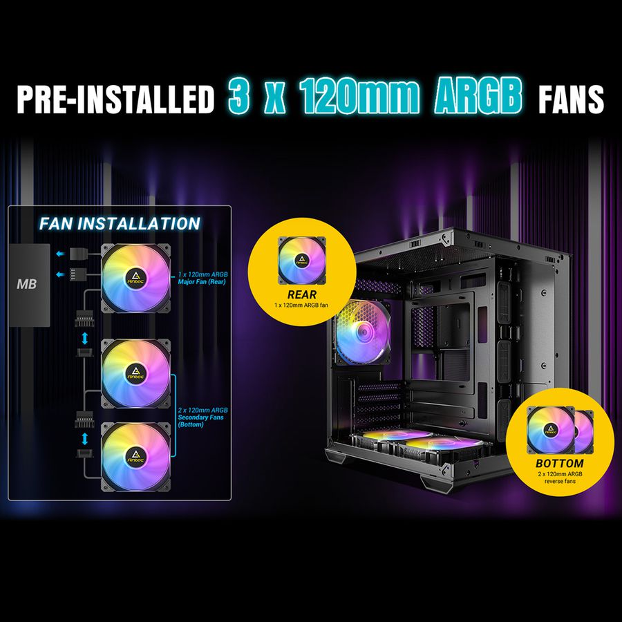 ANTEC CX60M ARGB PC Gehäuse Mini Tower Micro-ATX, schwarz