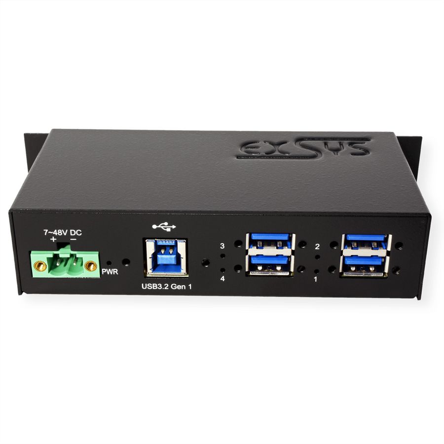 EXSYS EX-1185HMVS-2 4-Port Metall USB 3.2 Gen1 mit 15KV ESD Überspannungs-Schutz