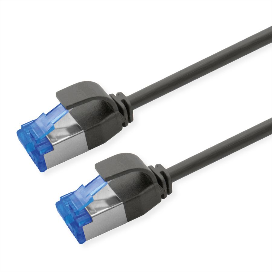 ROLINE Patchkabel Cat.6A (Class EA) S/FTP (PiMF), LSOH, PoE, schwarz, 1 m