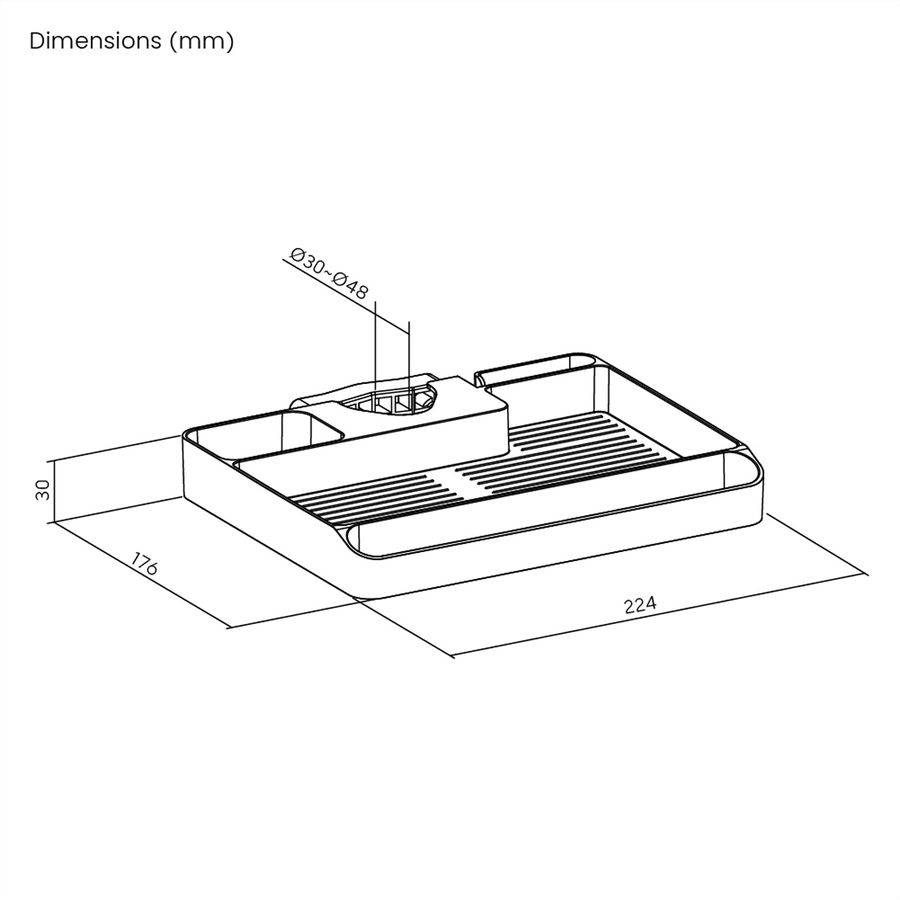 VALUE Ablagefach für Stangenmontage, bis 3 kg, 30-48 mm (1,2"-1,9")