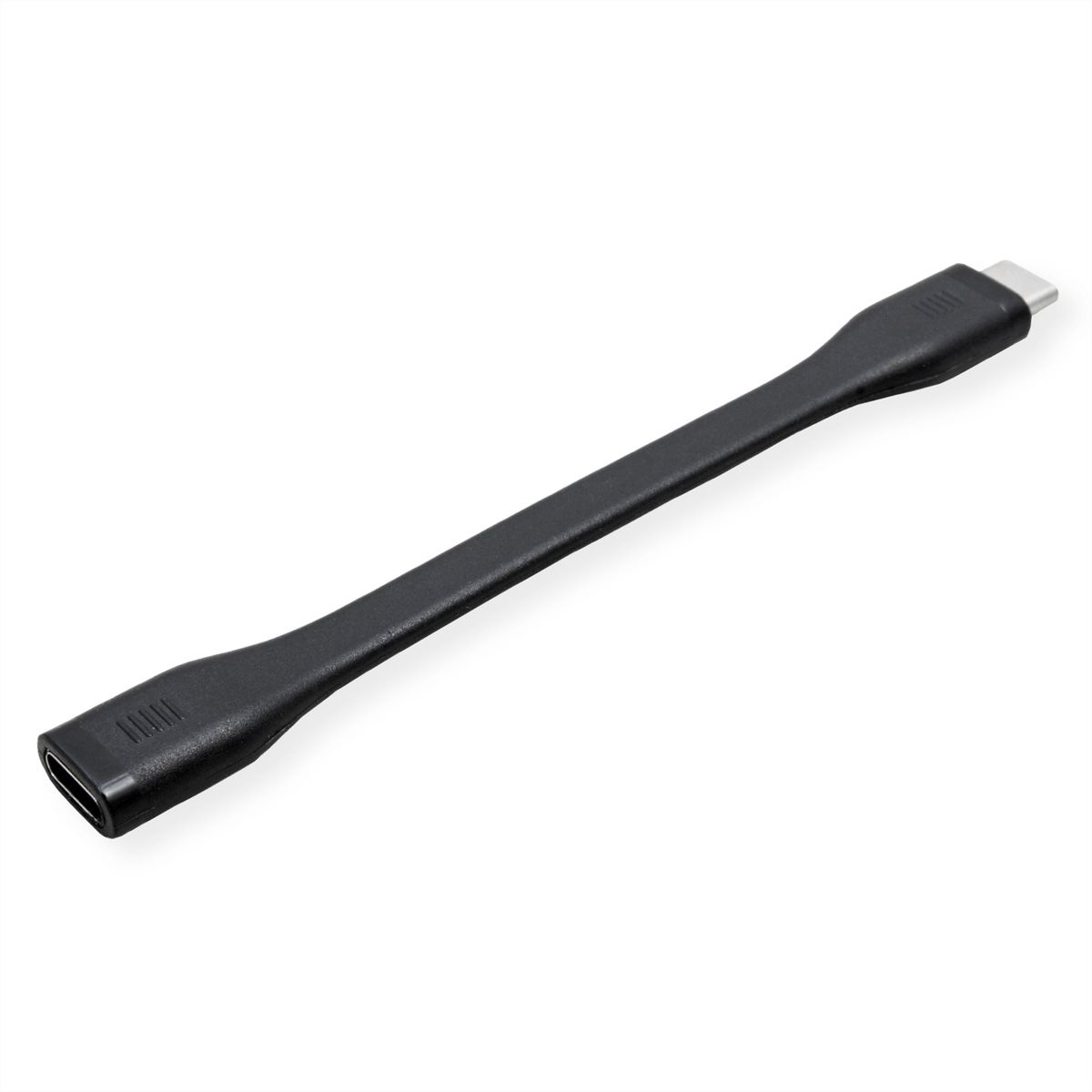 ROLINE USB4 Gen3x2 Verlängerungskabel, USB C-C, ST/BU, 8K UHD-2, 40Gbit/s, 100W, extra-flach, schwarz, 11,5 cm