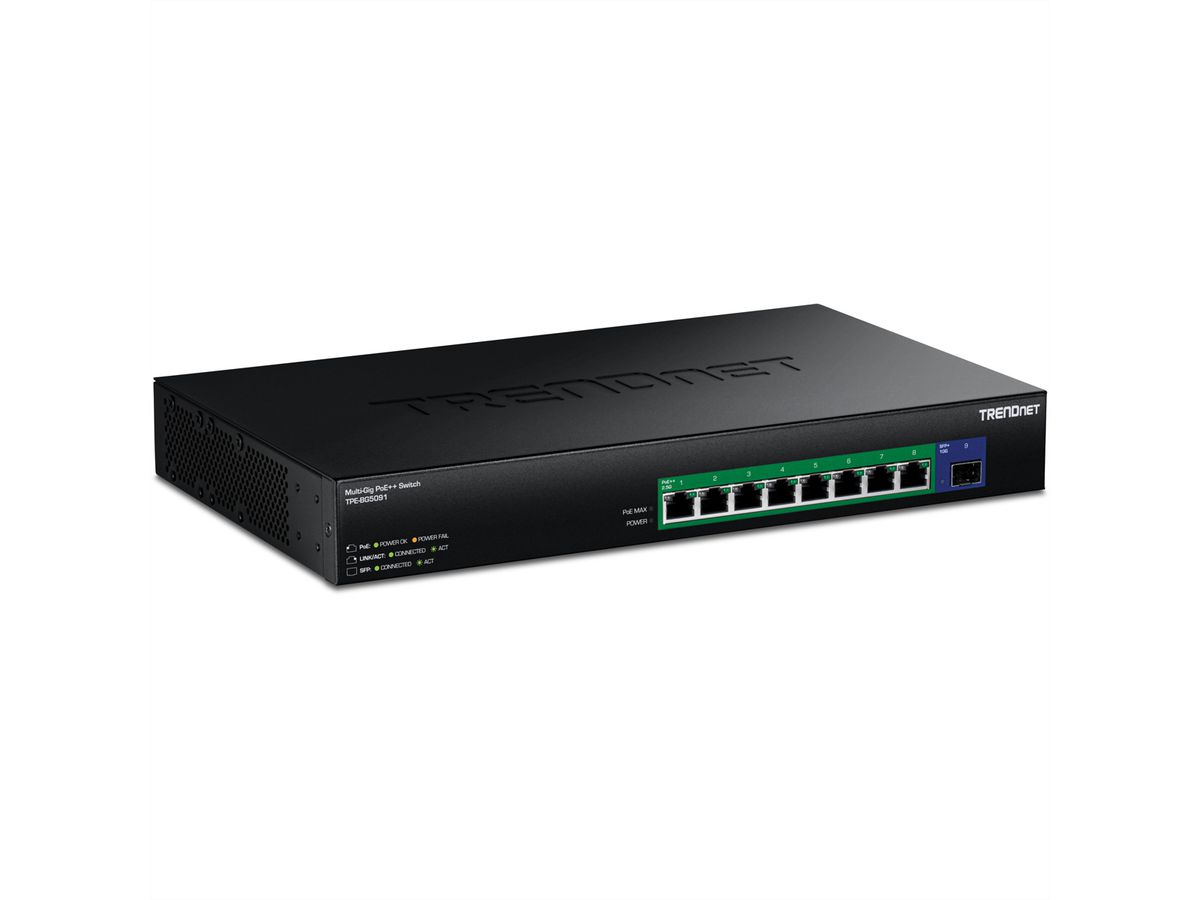 TRENDnet TPE-BG5091 9-Port Switch 480W 2.5G Power PoE++ Switch mit 10G SFP+