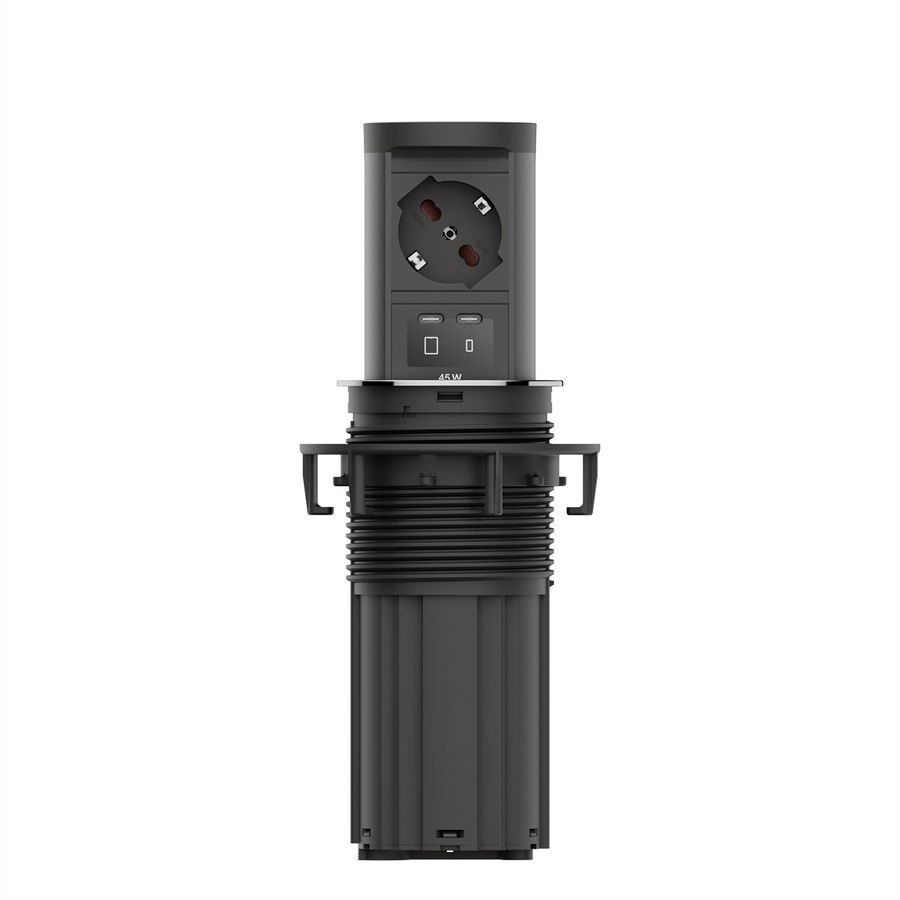 BACHMANN ELEVATOR2 1xP40, 1xUSB C/C 45W Edelstahl-Optik 2,0 m AEH