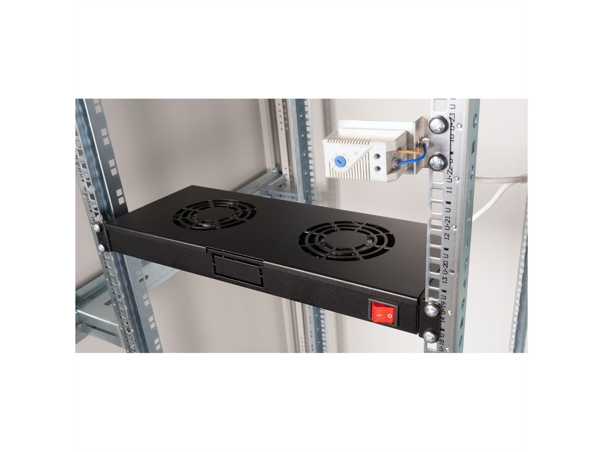 ROLINE 19-Zoll Lüftereinheit 2 Lüfter, Thermostat schwarz