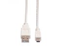 VALUE USB 2.0 Kabel, Typ A - 5-Pin Mini, weiß, 0,8 m