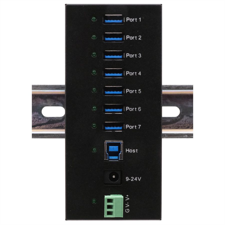 EXSYS EX-11247HMS 7 Port USB 3.2 Gen 1 HUB Din-Rail Kit und Wand VIA VL813 Chipset