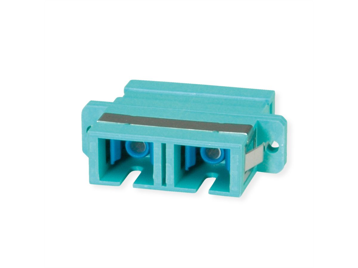 TELEGÄRTNER SC Duplex Kupplung, Multimode, Keramikhülse, Kunststoffgehäuse, türkis