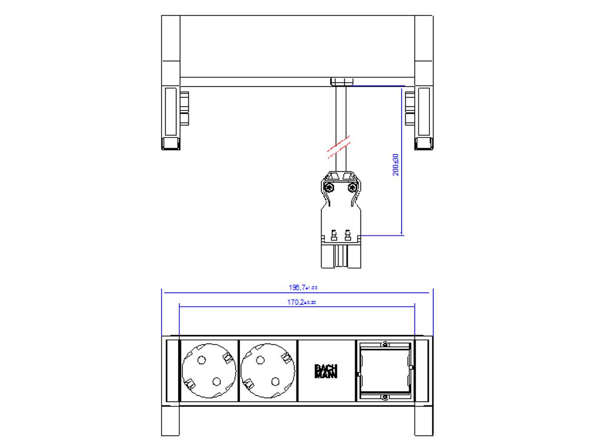 BACHMANN DESK2 2x Schutzkontakt 1x ABD GST18 Inox