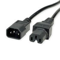 VALUE Netzkabel IEC320/C14 Stecker - C15 Buchse, H05RN-F, schwarz, 0,5 m