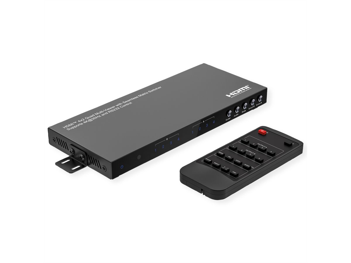 VALUE HDMI Matrix Switch, 4x2 QUAD Multi-Viewer, nahtlose Umschaltung
