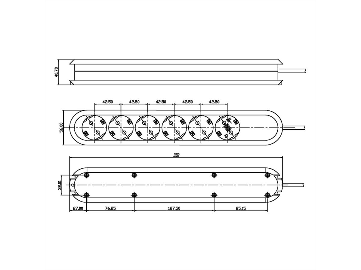 BACHMANN SMART Steckdosenleiste 6x Schutzkontakt, ohne Kabel, weiß