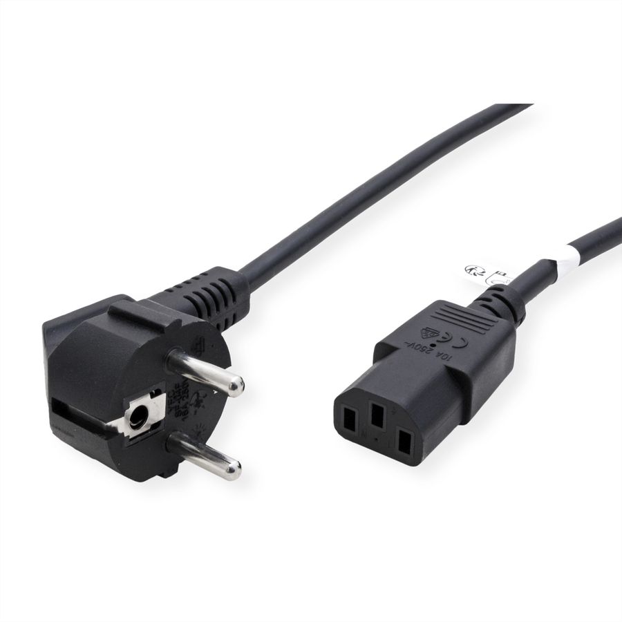 ROLINE GREEN Netzkabel, gerade IEC-Buchse, schwarz, 1,8 m