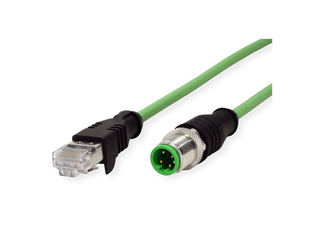 METZ CONNECT Verbindungsleitung M12 ST-RJ45 ST, 4-pol D-kodiert, gerade-gerade, Schleppkette, Torsion, 10 m