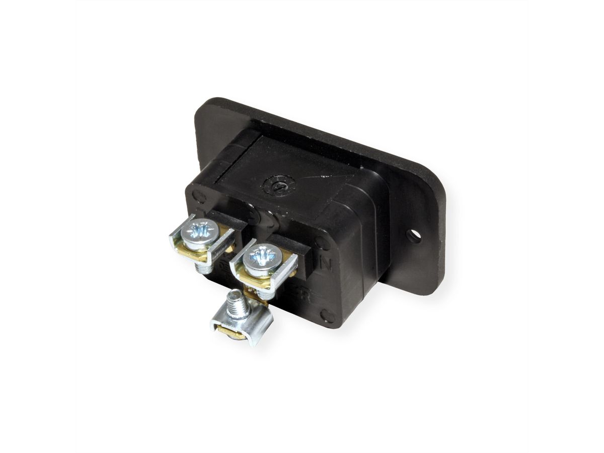 BACHMANN Kaltgeräteeinbaustecker IEC320 C20, schwarz, Thermoplast,Schraubanschluss