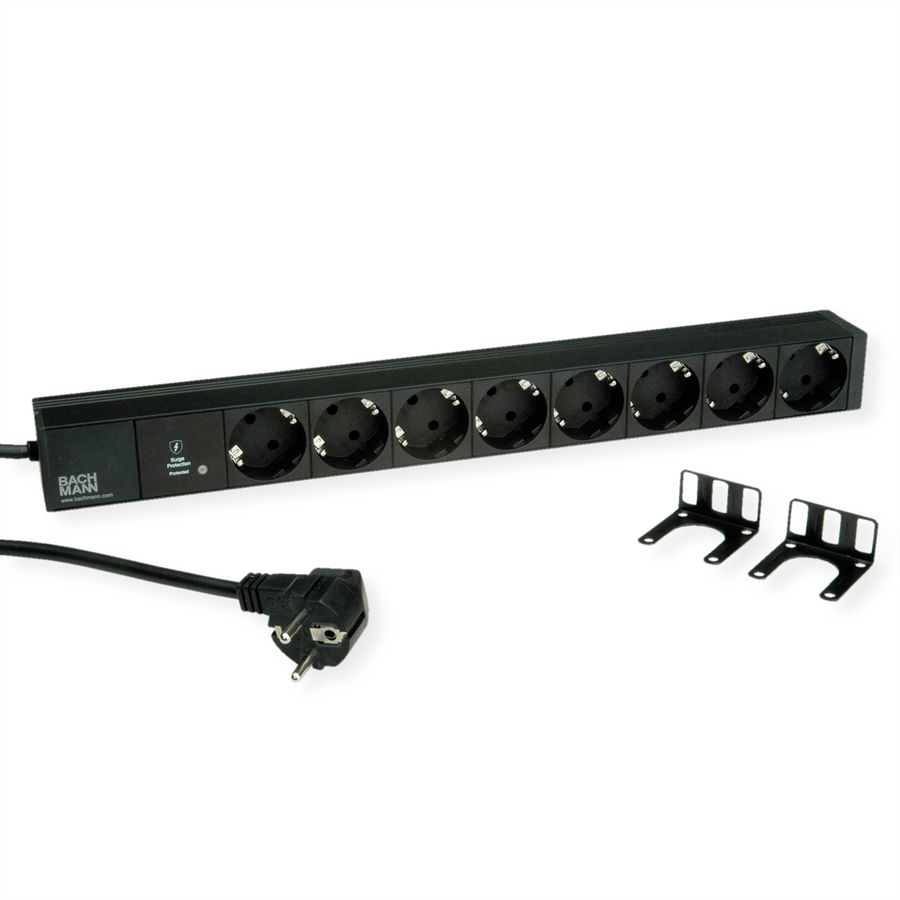 BACHMANN 19" 1HE 8xCEE7/3 sw 1xSPD-Plus 2,0m CEE7/7