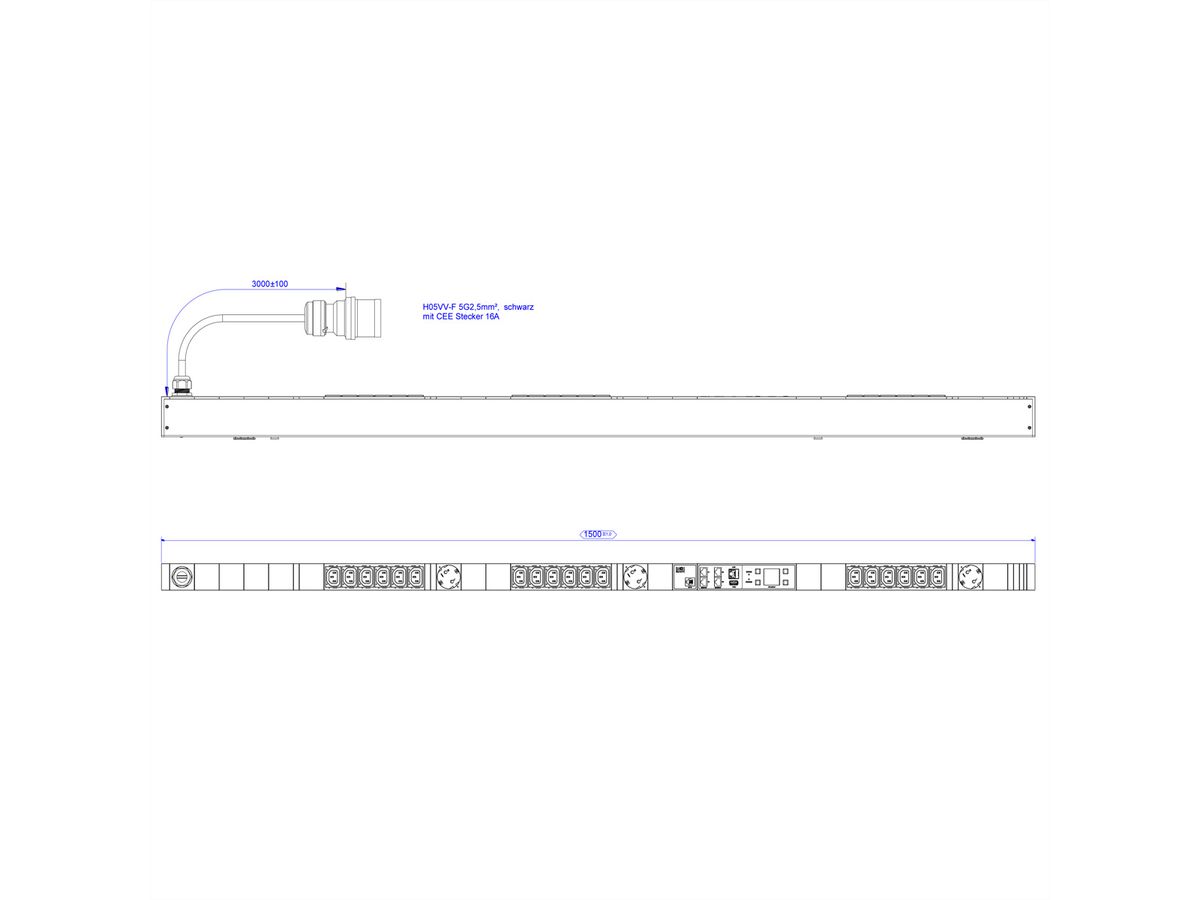 BACHMANN BN7500 18xC13 3xCEE7/3, Mess.p.Ph. 5G2,5 CEE3x16A Lan Schalt.p.D.