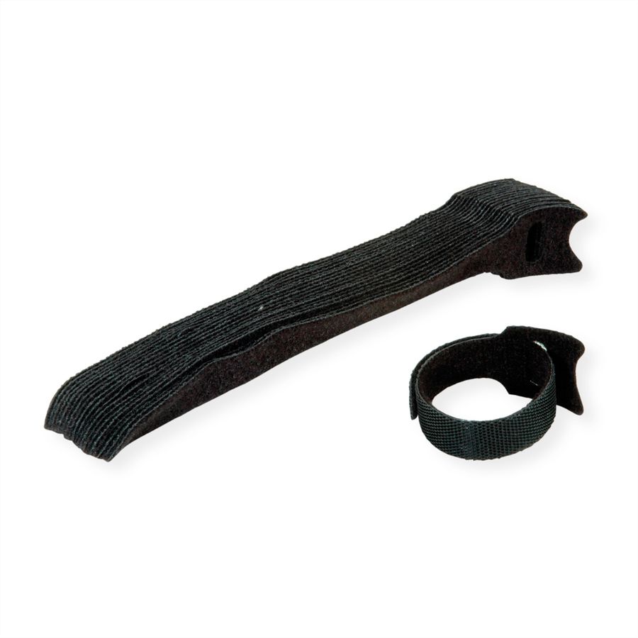 VALUE Klettbänder mit Lasche, 20Stk., schwarz, 15 cm