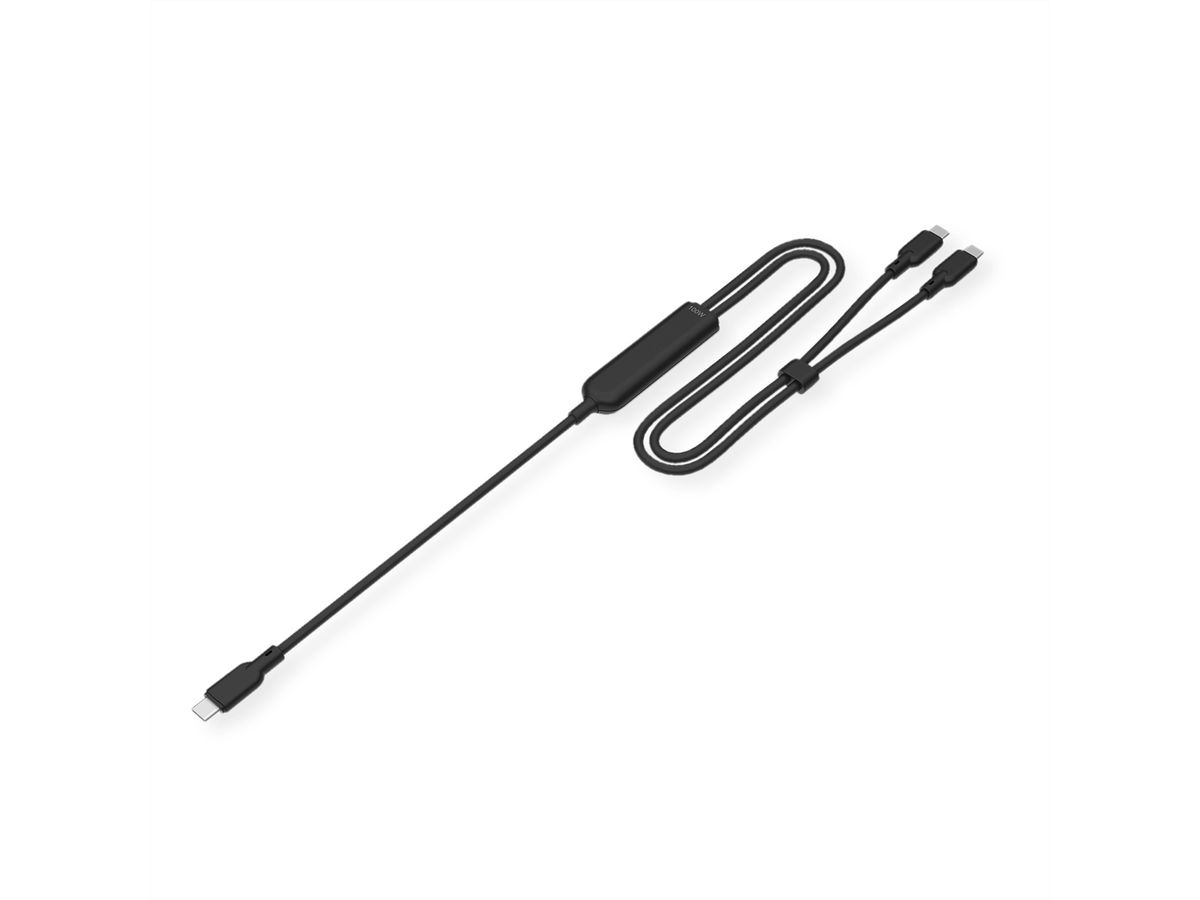 VALUE USB Typ C Split-Ladekabel, C - 2x C, ST/ST, max. 100W, schwarz, 1,8 m