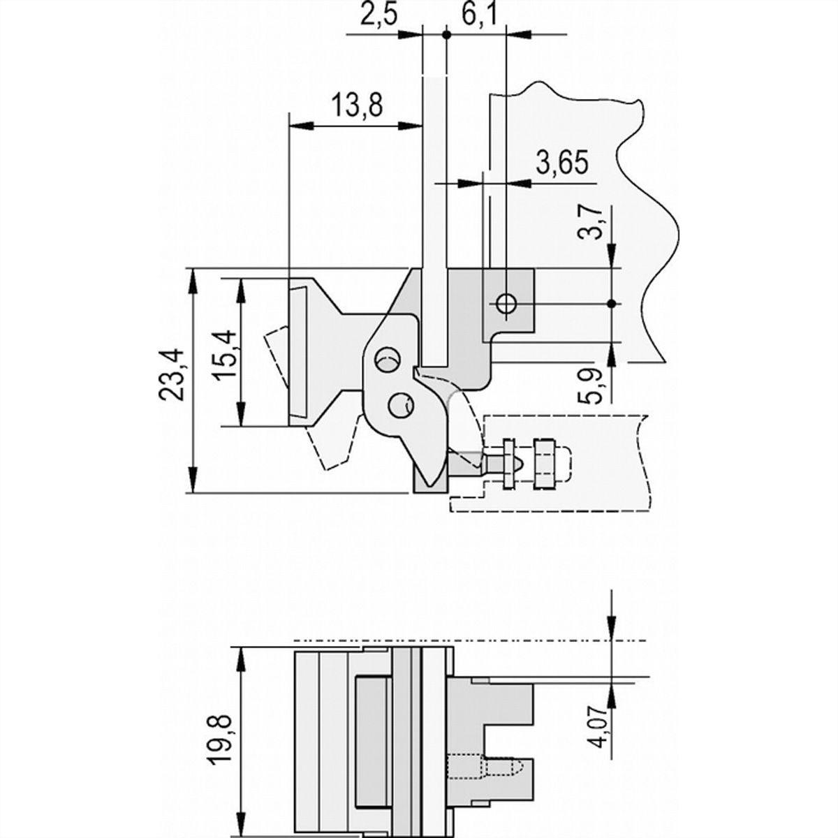 SCHROFF Aushebegriff in Trapezform, Typ 2 - TRAPEZGRIFF LP RAL7035 10STK